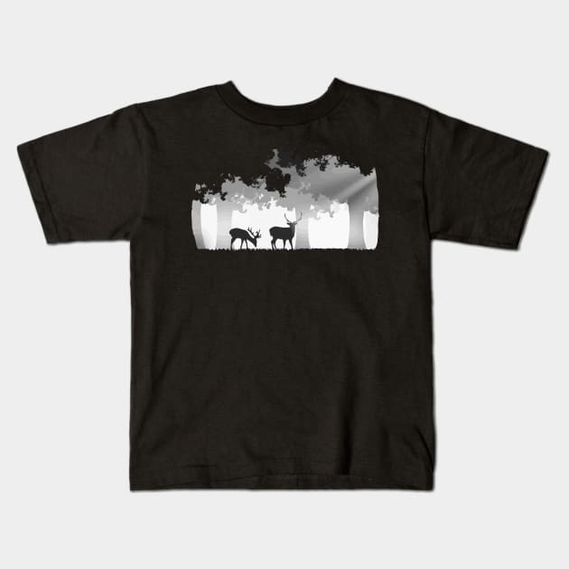 Deer and Forest Kids T-Shirt by mohammadimamhossain